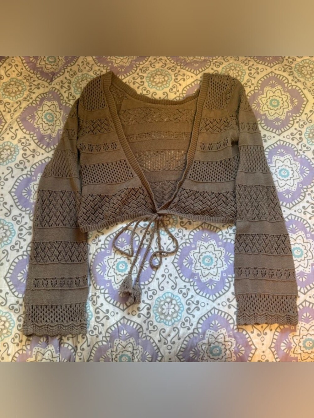 Aerie Reversible Crochet wrap Sweater